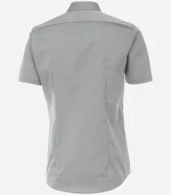 VENTI body fit overhemd, korte mouw, popeline, grijs