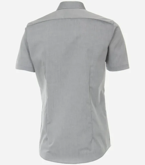 VENTI body fit overhemd, korte mouw, popeline, grijs