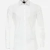 VENTI body fit overhemd, mouwlengte 7, popeline, wit
