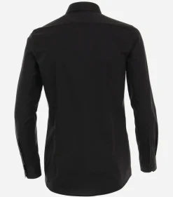VENTI body fit overhemd, mouwlengte 7, popeline, zwart