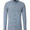 VENTI body fit overhemd, popeline, blauw dessin