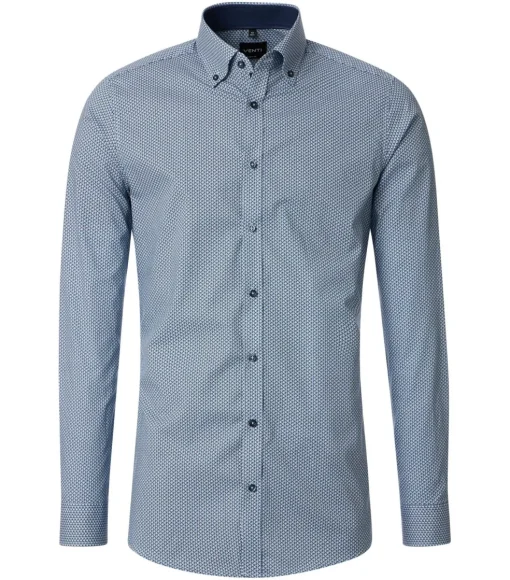 VENTI body fit overhemd, popeline, blauw dessin