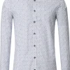 VENTI body fit overhemd, popeline, wit met blauw en beige dessin