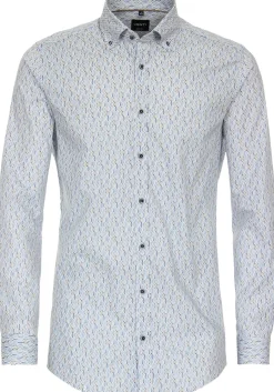 VENTI body fit overhemd, popeline, blauw dessin
