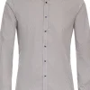 VENTI body fit overhemd, popeline, bruin met wit dessin