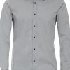 VENTI body fit overhemd, popeline, grijs