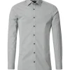 VENTI body fit overhemd, popeline, groen dessin