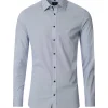 VENTI body fit overhemd, popeline, blauw dessin