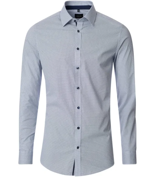VENTI body fit overhemd, popeline, blauw dessin