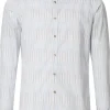VENTI body fit overhemd, popeline, wit met blauw en beige gestreept
