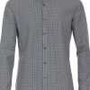 VENTI body fit overhemd, popeline, blauw met wit dessin