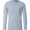 VENTI body fit overhemd, popeline, blauw dessin