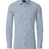 VENTI body fit overhemd, popeline, blauw dessin