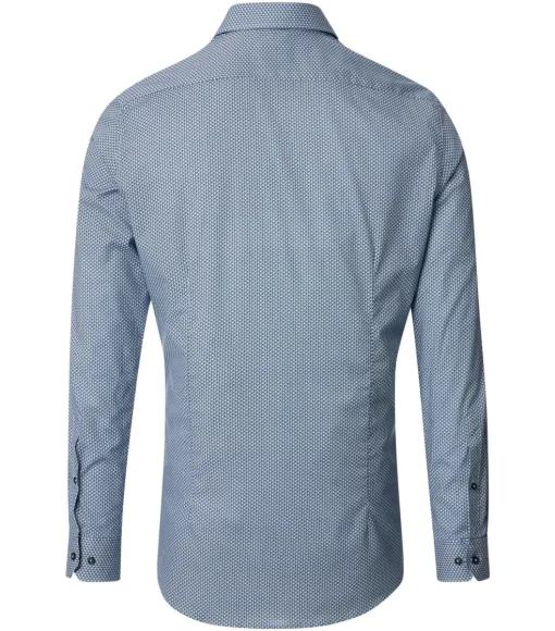 VENTI body fit overhemd, popeline, blauw dessin