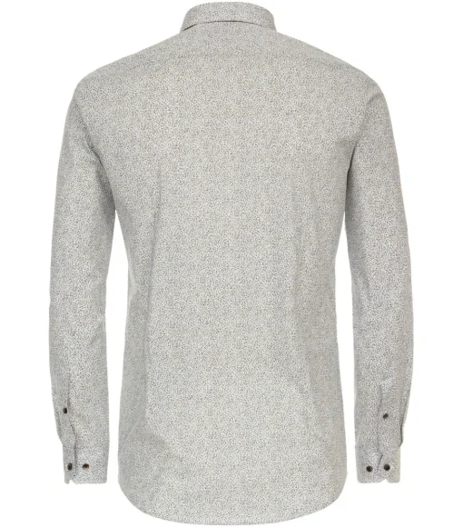 VENTI body fit overhemd, popeline, bruin dessin