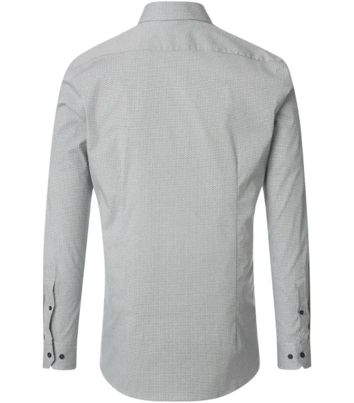VENTI body fit overhemd, popeline, groen dessin