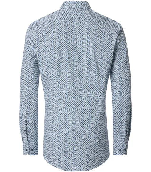 VENTI body fit overhemd, popeline, blauw dessin