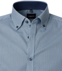 VENTI body fit overhemd, popeline, blauw dessin