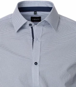 VENTI body fit overhemd, popeline, blauw dessin