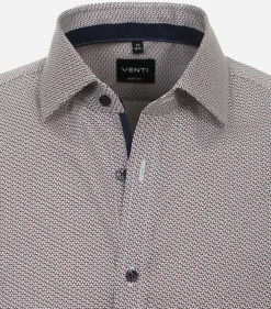 VENTI body fit overhemd, popeline, rood dessin