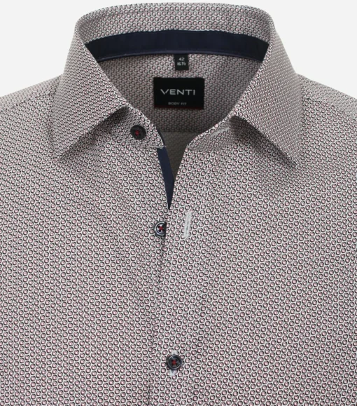 VENTI body fit overhemd, popeline, rood dessin