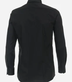 VENTI body fit overhemd, popeline, zwart