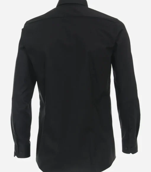 VENTI body fit overhemd, popeline, zwart