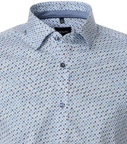 VENTI body fit overhemd, popeline, blauw dessin
