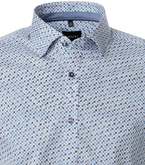 VENTI body fit overhemd, popeline, blauw dessin