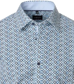 VENTI body fit overhemd, popeline, blauw dessin