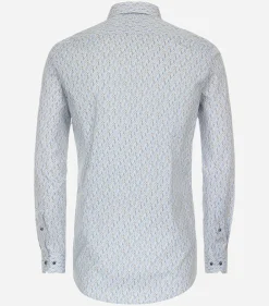 VENTI body fit overhemd, popeline, blauw dessin