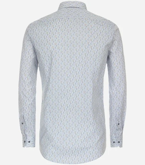 VENTI body fit overhemd, popeline, blauw dessin