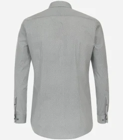 VENTI body fit overhemd, popeline, zwart met wit dessin