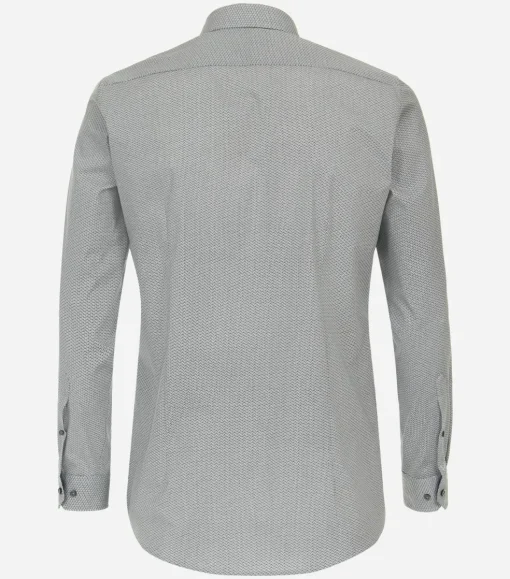 VENTI body fit overhemd, popeline, zwart met wit dessin