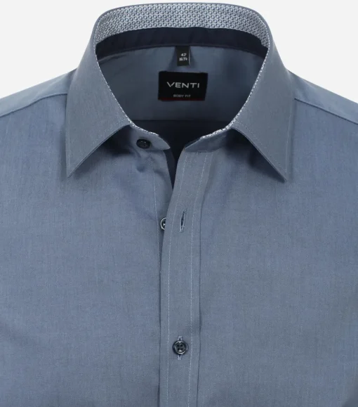VENTI body fit overhemd, popeline, blauw