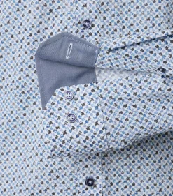 VENTI body fit overhemd, popeline, blauw dessin