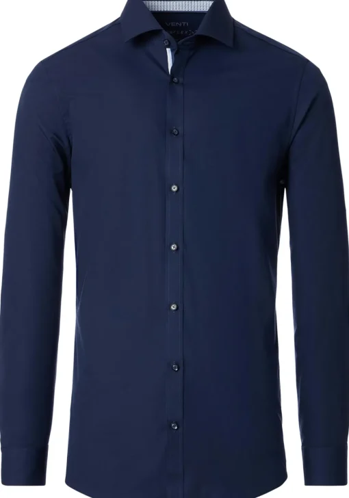 VENTI body fit overhemd, twill, blauw