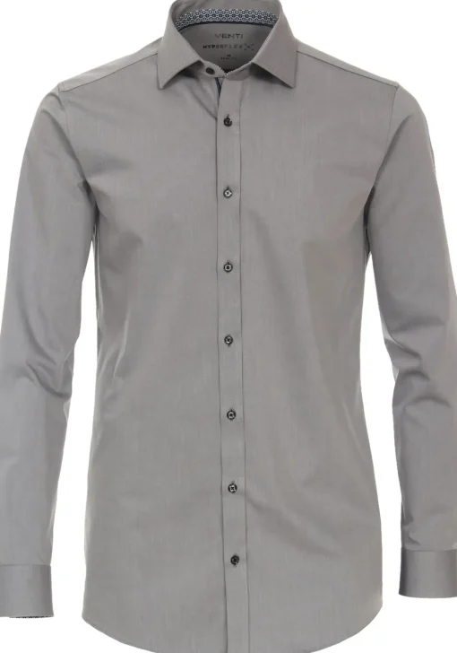 VENTI body fit overhemd, twill, grijs