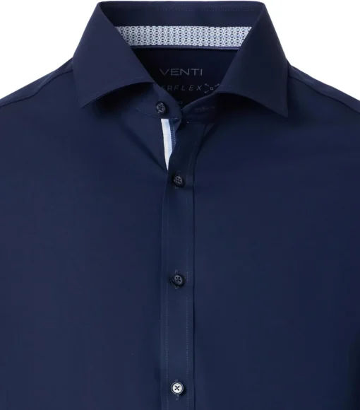 VENTI body fit overhemd, twill, blauw