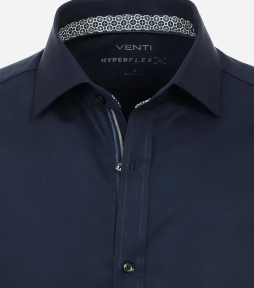 VENTI body fit overhemd, twill, blauw