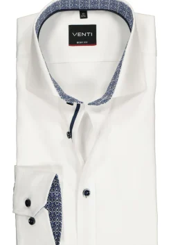 VENTI body fit overhemd, wit twill (contrast)