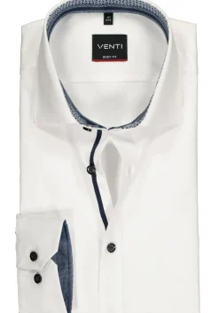 VENTI body fit overhemd, wit twill (contrast)