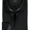 VENTI body fit overhemd, zwart twill (contrast)