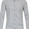 VENTI modern fit overhemd, popeline, blauw, wit, grijs dessin