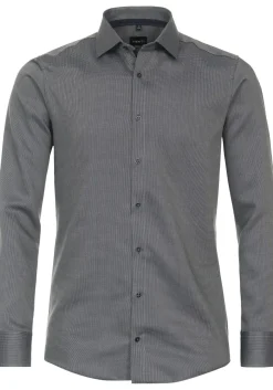 VENTI modern fit overhemd, dobby, groen, wit, blauw mini dessin