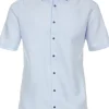 VENTI modern fit overhemd, korte mouw, dobby, blauw