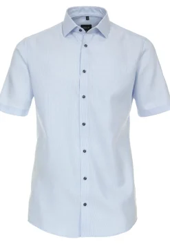 VENTI modern fit overhemd, korte mouw, dobby, blauw