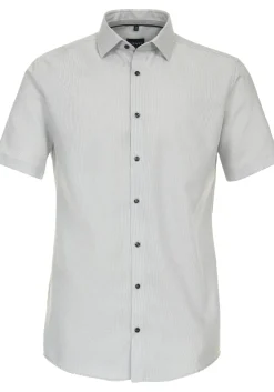 VENTI modern fit overhemd, korte mouw, dobby, grijs