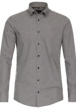 VENTI modern fit overhemd, popeline, bruin dessin