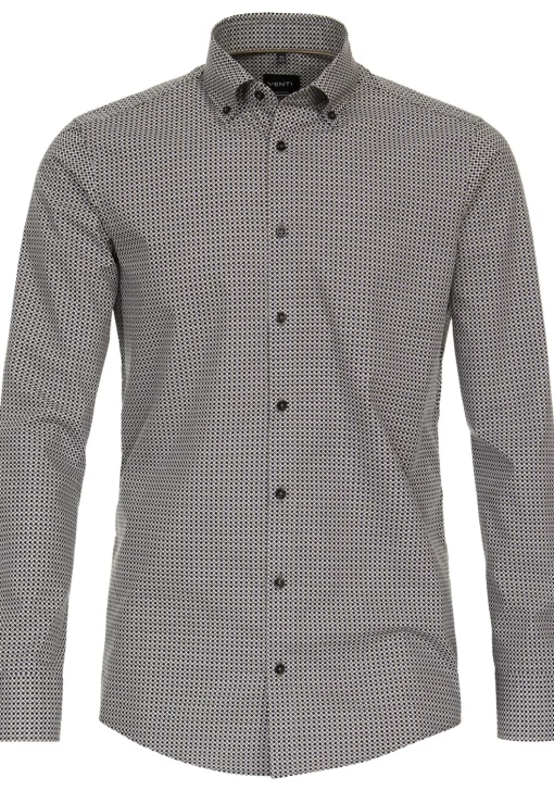 VENTI modern fit overhemd, popeline, bruin dessin